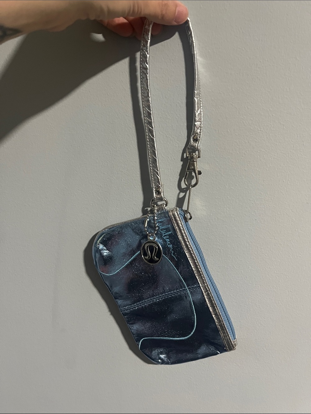 Lululemon Metallic Blue and Silver Wristlet - Picture 3 of 6